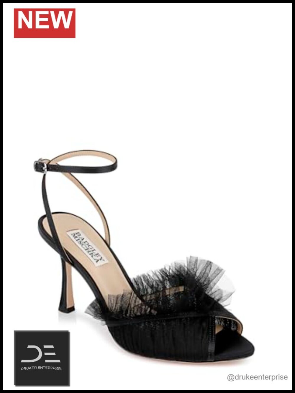 Badgley Mischka Aisha Peep Toe Stiletto Heels - Women's Leather Heeled Sandals